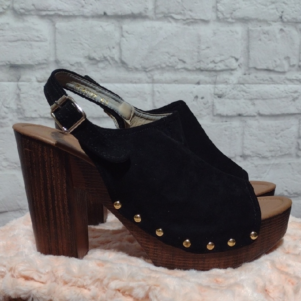 Allegra K Black and Brown Platform Sandals